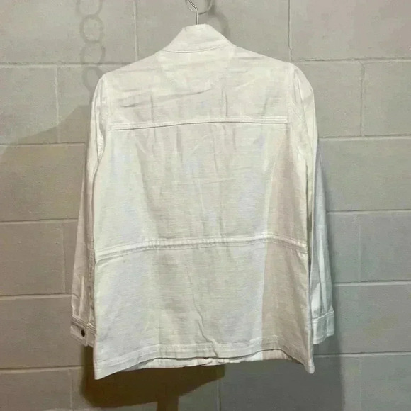 J. Crew Women's Utility Drawcord Jacket XSMALL White Full Zip/Snap Long Sleeve - Picture 4 of 11